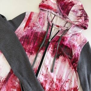 Alo Yoga Full Zip Hoodie Jacket Airbrush Desert Sunset Pink Gray Women's small